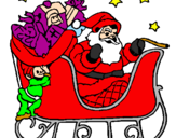 Disegno Babbo Natale alla guida della sua slitta pitturato su ileana