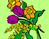 Disegno Mazzo di fiori pitturato su lillo