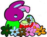 Disegno Coniglietto di Pasqua  pitturato su luigi