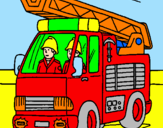Disegno Camion dei Pompieri  pitturato su davidix
