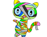 Disegno Mummia gatto scaraboechio pitturato su marchino