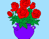 Disegno Vaso di fiori pitturato su martina