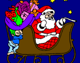 Disegno Babbo Natale alla guida della sua slitta pitturato su Alessia