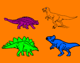 Disegno Dinosauri di terra  pitturato su nicolò