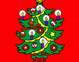 Disegno Albero di Natale con le candeline pitturato su michelangelo
