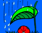 Disegno Coccinella protetta dalla pioggia  pitturato su elsa