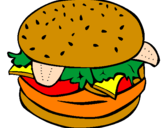 Disegno Hamburger completo  pitturato su matheus