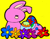 Disegno Coniglietto di Pasqua  pitturato su ele0nora