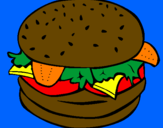 Disegno Hamburger completo  pitturato su kiki