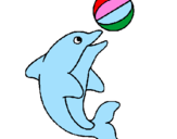 Disegno Delfino con una palla  pitturato su sofi