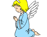 Disegno Angelo che prega  pitturato su angelo