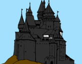 Disegno Castello medievale  pitturato su tommaso