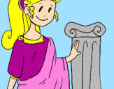 Disegno Giovane romana pitturato su sara