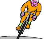 Disegno Ciclista con il berretto  pitturato su davide