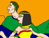 Disegno Cesare e Cleopatra  pitturato su Elison