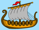 Disegno Barca vikinga  pitturato su Felice