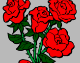 Disegno Mazzo di rose  pitturato su leila