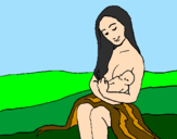 Disegno Madre e figlio  pitturato su Lucrezia