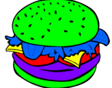 Disegno Hamburger completo  pitturato su LORENZO