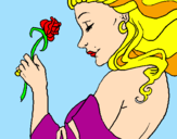 Disegno Principessa con una rosa pitturato su giusy