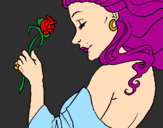Disegno Principessa con una rosa pitturato su Lara