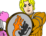 Disegno Cavaliere dallo scudo con leoni  pitturato su enrico