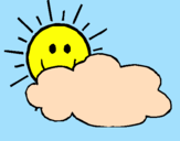 Disegno Sole con nuvola  pitturato su katya 