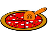 Disegno Pizza pitturato su asia