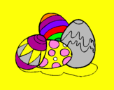 Disegno Uovo di Pasqua pitturato su davide