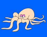Disegno Polipo pitturato su tentacolo