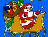 Disegno Babbo Natale alla guida della sua slitta pitturato su MARCO  da NAPOLI