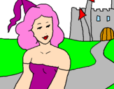 Disegno Principessa e castello  pitturato su GIALDA