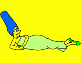 Disegno Marge pitturato su cate e ste