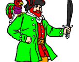 Disegno Pirata con il pappagallo  pitturato su alessandro sechi