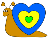 Disegno Lumachina cuore  pitturato su fabiana