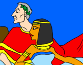 Disegno Cesare e Cleopatra  pitturato su raven99