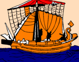 Disegno Barca romana  pitturato su Davide