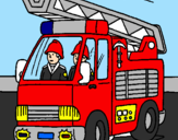 Disegno Camion dei Pompieri  pitturato su giorgio 