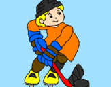 Disegno Bambino che gioca a hockey  pitturato su MATTEO