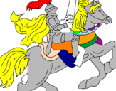 Disegno Cavaliere a cavallo pitturato su LEONARO