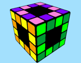 Disegno Cubo di Rubik pitturato su fra