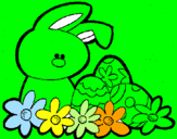 Disegno Coniglietto di Pasqua  pitturato su ludo