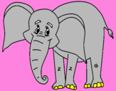 Disegno Elefante felice  pitturato su PAOLO