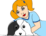Disegno Bambina che abbraccia il suo cagnolino  pitturato su anónimo