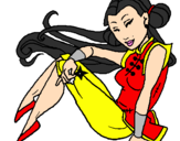 Disegno Principessa ninja  pitturato su rossana fan