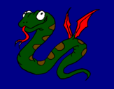 Disegno Serpente con le ali  pitturato su dragonball
