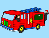 Disegno Pompieri sul camion  pitturato su Andrea