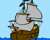 Disegno Barca  pitturato su dinomarco