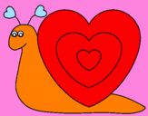 Disegno Lumachina cuore  pitturato su deborah