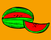 Disegno Melone  pitturato su moncicci